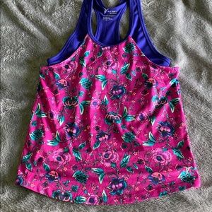 Floral tank top with built in sports bra